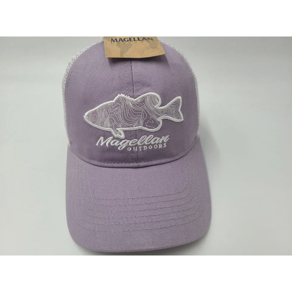 Women Magellan Outdoors Fish Mesh Trucker Snapback Hat Cap Casual Purple White